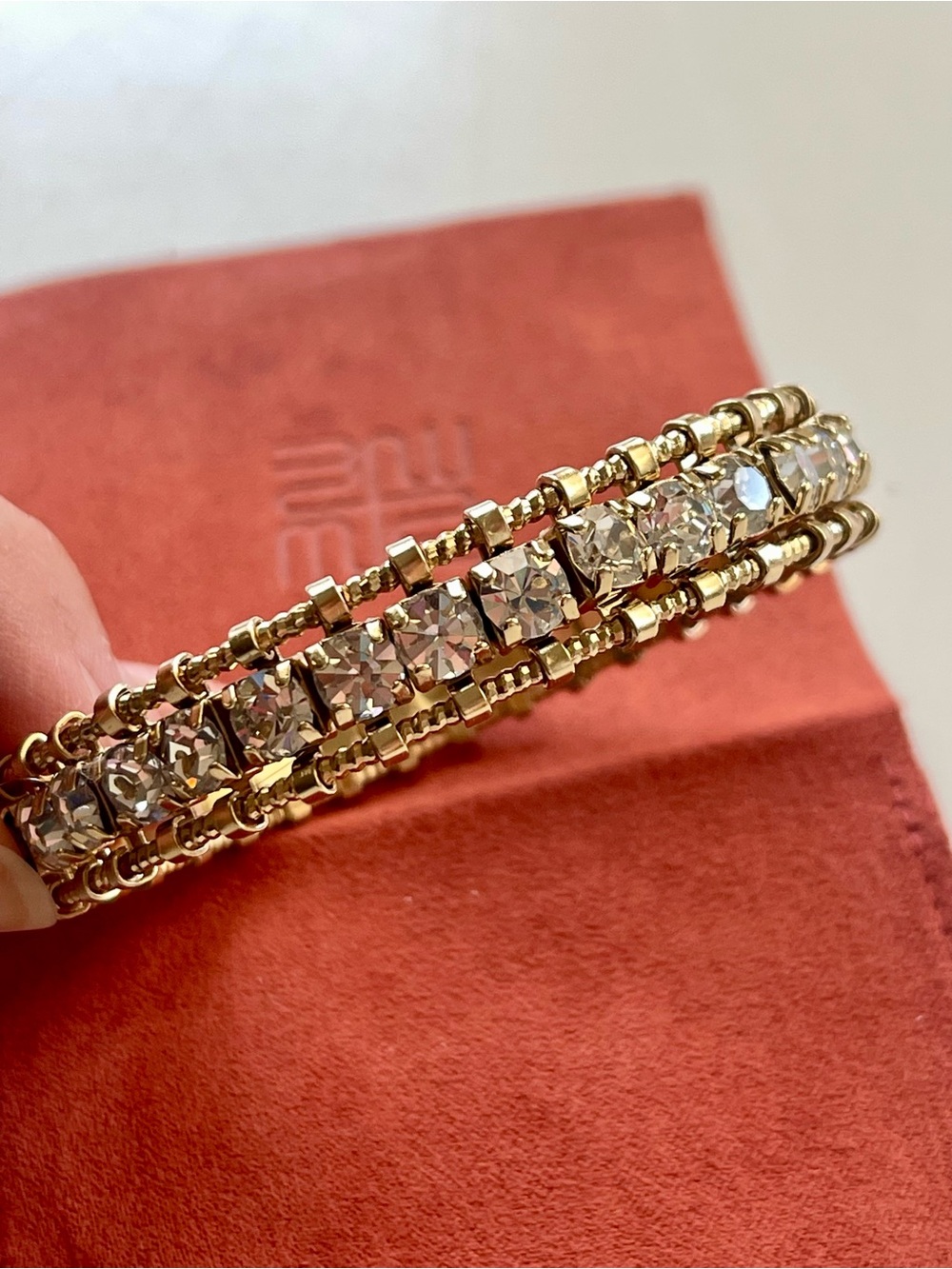 Gold Tone Crystal Bangle Bracelet